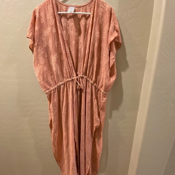 Peach Kimono Floral Cover Up - Picture 1 of 6